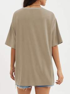 Camiseta Oversize Rosa para Mujer, de Algodón, con Hombros Caídos, Manga Corta, Cuello Redondo, Estilo Casual Urbano, Tejido Suave y Transpirable - Product Image 6
