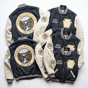 OEM Custom Varsity Letterman Jacket Wool Leather Sleeves Civil Engineers Bridge Embroidery Truss Span Patch Charcoal <b>Coat</b> - Product Image 5