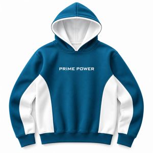 เสื้อฮู้ดผู้ชายสีน้ำเงินขาวทรงปกติ แบรนด์ Prime Power สไตล์ลำลอง สตรีทแวร์ ผ้าเฟรนช์เทอร์รี่ 320 กรัม ขายตรงจากโรงงาน - Product Image 1