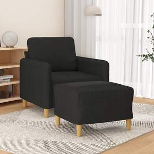 Fauteuil noir avec repose-pieds pour salon - Product Image 1