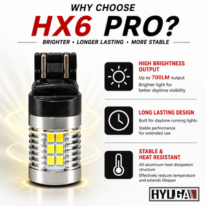 หลอดไฟท้ายรถยนต์ HYUGA T20 W5W 3030 LED DRL 12V สำหรับเปลี่ยนทดแทน รุ่น HX6 Pro ใหม่ - Product Image 1