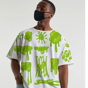 Camiseta de Manga Corta con Cuello Redondo y Estampado Verde para Hombre, Talla Grande, 100% Algodón, Estilo Casual, Largo Regular, Tejido de Punto - Product Image 3