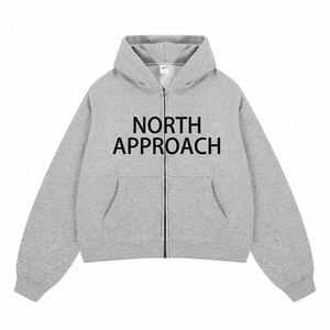 Sweat à capuche surdimensionné North Approach avec fermeture éclair et poche avant, unisexe, décontracté, gris, en coton French Terry - Product Image 1