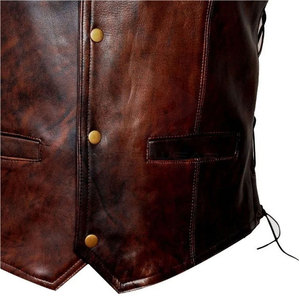 Chaleco de Cuero Marrón Claro con Cuello en V, Prenda Exterior Informal Transpirable para Invierno, Servicio OEM Disponible - Product Image 5