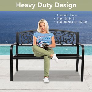 Panca da Esterno in Ghisa da 50 Pollici con Schienale XH per Arredamento da Giardino - Product Image 4