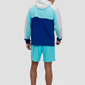 Men <b>Lightweight</b> Hooded Windbreaker <b>Jacket</b> Color Blocking Quick Dry Sporty Design Full Sleeve <b>Summer</b> Outdoor Wear - Product Image 2