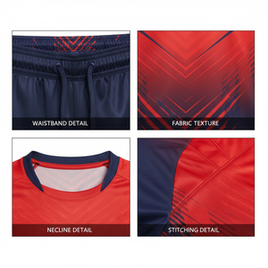 Ensemble d'uniformes de football respirants de haute qualité, grande taille, avec logo personnalisé, tenue d'entraînement d'été à manches courtes - Product Image 5