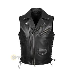 Chaleco de Cuero Genuino para Hombre, de Cuero Patentado, para Invierno, Resistente al Viento, Transpirable, Servicio Personalizado OEM, Venta al Por Mayor - Product Image 1