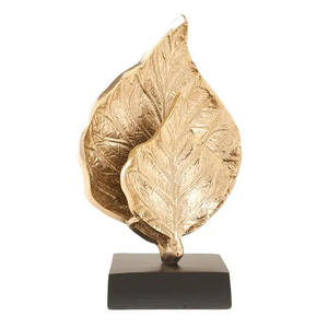 Luxury Antique Golden <b>Table</b> <b>Top</b> <b>Decorative</b> Sculpture Casted Aluminum Leaves with Marble Base Home Office <b>Table</b> <b>Decor</b> - Product Image 2