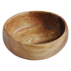 Bol de service en bois naturel artisanal, écologique, rond, en bois de manguier, bol à salade durable, vaisselle décorative pour la cuisine - Product Image 1