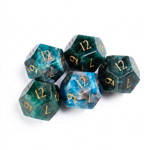 High quality stone dice crystal Blue Apatite natural crystal reiki healing gemstones Engraved custom dice set Vikings - Product Image 4