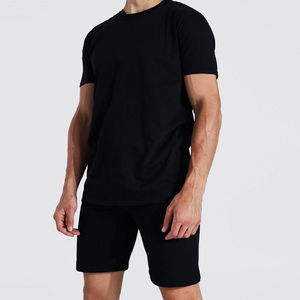 Dernière mode estivale : Ensembles décontractés pour hommes, t-shirt et short à taille élastique, couleur unie ou imprimé, ensembles d'été pour hommes, conception OEM - Product Image 3