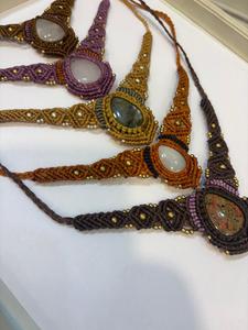 Collar de Macramé Azul Hecho a Mano con Colgante de Piedras Preciosas Multicolores, Joyería Tribal Boho con Cuentas para Mujer - Product Image 6