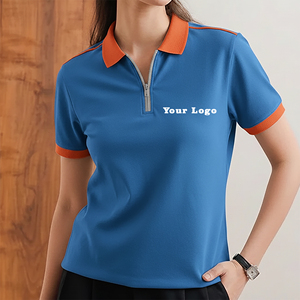 เสื้อโปโลปักโลโก้แบบกำหนดเอง ซิป ¼ ตัว น้ำหนักเบา สำหรับผู้หญิง ผ้าฝ้ายผสมโพลีเอสเตอร์ แขนสั้น ระบายอากาศได้ดี - Product Image 4