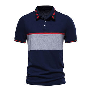 Polo d'été pour homme de qualité supérieure, à manches courtes, décontracté, pour le travail, avec broderie vintage et motif uni - Product Image 1