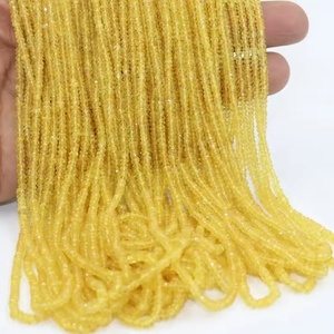 Perles de saphir jaune AAA facettées en forme de rondelle, 3-3,5 mm, perles de saphir jaune, 17 pouces, perles de saphir Songea - Product Image 3