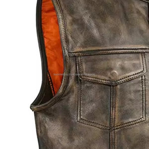 Chaleco de cuero genuino más vendido para hombres transpirable con costura de corte nuevo último estilo mejor Chaleco de cuero genuino para la venta - Product Image 4