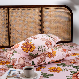 Nouvel ensemble de draps en coton à motif floral pour lit double, 2 taies d'oreiller, style hôtel et maison, prix de gros - Product Image 5