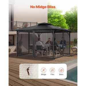 Rete di Ricambio per Gazebo 12 X 12 X 7.5 FT, Rete a 4 Pannelli per Pareti Laterali per la Maggior Parte dei Gazebo da Giardino e Patio - Product Image 5