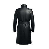 Manteau long en cuir véritable pour homme, couleur personnalisée, col rabattu, double boutonnage, fermeture éclair, manches classiques, écologique, séchage rapide