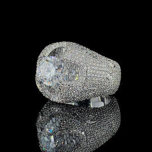 Anillos Estilo Iced Out con Corte Redondo, Anillo de Compromiso y Boda con Diamante Moissanite para Mujer, Plata de Ley 925, Joyería Hip Hop Unisex - Product Image 5