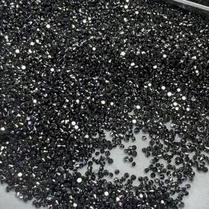En stock, diamants noirs naturels traités, taille ronde, de 1,1 mm à 2 mm, avec une excellente taille pour la fabrication de bijoux - Product Image 6