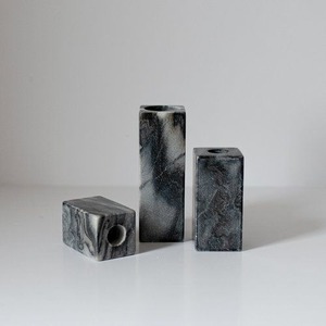 Juego de Portavelas de Mármol Verde de Lujo, Cubo Geométrico de Piedra, Adorno Decorativo para Sala de Estar, Mesa de Comedor, Premium - Product Image 3