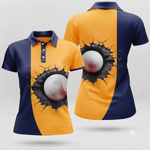 Camiseta Deportiva de Golf Cómoda en Gris y Azul Marino, Personalizable, para Mujer, de Manga Corta, Ropa Deportiva de Alto Rendimiento - Product Image 1