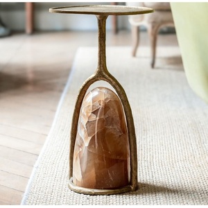 Table d'appoint en métal de forme ronde avec design cloche, table basse de qualité antique, taille personnalisée, en aluminium et laiton - Product Image 3
