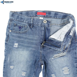 กางเกงยีนส์สีอ่อนเอวกลางปักลายระบายอากาศได้ดีเป็นมิตรกับสิ่งแวดล้อมแห้งเร็วซิปกระดุมสไตล์สตรีทแวร์ฤดูร้อนฤดูใบไม้ผลิลำลองคาร์โก้ - Product Image 5