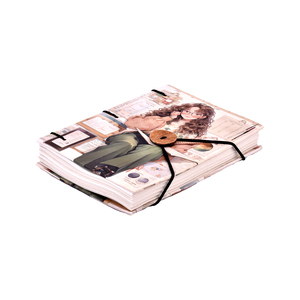 Premium <b>A5</b> Handmade Paper Notebook Anime Girl Design EcoFriendly Journal 100 Page Vintage Book with Button Closure Writing Diary - Product Image 1