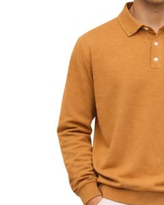 Sudadera Polo Personalizada para Hombre, Color Mostaza, Manga Larga, Mezcla de Algodón Suave, Estilo Casual, Cuello Clásico, Ropa de Invierno, Fabricante - Product Image 4