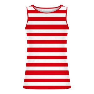 Premium Quality Men's <b>Red</b> And White <b>Striped</b> Tank <b>Top</b> O-Neck Casual Breathable Knitted Sleeveless <b>Top</b> For Gym And Daily Wear - Product Image 4