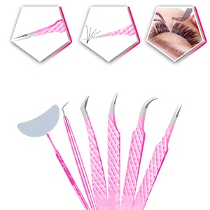 Pinces à épiler pour extensions de cils en acier inoxydable de précision, antistatiques, pointe rose, argent, outils de greffe de cils avec votre logo - Product Image 6