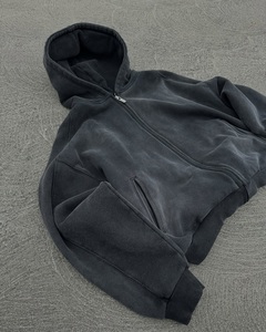 Sweat-shirt à capuche rose surdimensionné personnalisé en molleton de coton épais avec fermeture éclair intégrale pour hommes et femmes OEM ODM - Product Image 4