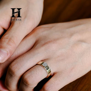 Luxury 14K Gold Asscher Cut Lab Grown Diamond <b>Ring</b> Wide Flat Band Tension Set Solitaire Engagement <b>Ring</b> for <b>Men</b> Women - Product Image 1