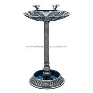 Bain d'oiseaux décoratif en métal pour jardin, patio, balcon, construction durable, finition résistante aux intempéries, attraction pour oiseaux, bassin d'eau - Product Image 1