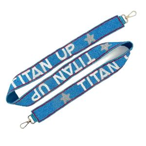 Titan up Sangles de sac de perles de rocaille en or blanc personnalisées 'Hook Em Horns' Accessoire à la mode Sangle de sac à main perlée - Product Image 1