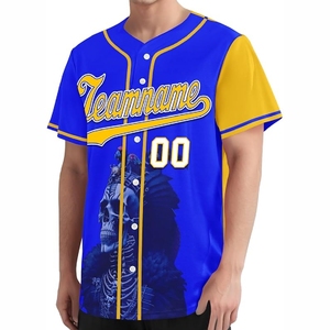 Maillot de baseball entièrement boutonné, sublimé, en tissu léger haute performance pour les athlètes de baseball - Product Image 2