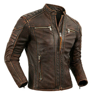 Blouson de motard en cuir tendance, coupe ajustée, style zippé, streetwear, vente en gros - Product Image 6