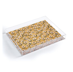 New Arrival Printed Acrylic Serving Storage Tray For Tea <b>Coffee</b> Snacks Breakfast Floral Organizer Platter For <b>Coffee</b> <b>table</b> Decor - Product Image 2