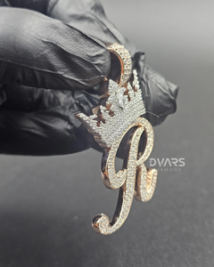 Collar con Colgante de Letra del Alfabeto Personalizado, Corona de Moissanita, Letra Inicial Unisex, Plata 925, Chapado en Rodio de Lujo, Regalo Hip Hop - Product Image 2