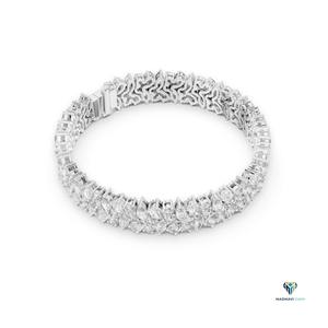 13.5 CTW White <b>Gold</b> Pear and Marquise Lab Grown Diamond Floral Link Bracelet in 18K <b>Solid</b> <b>Gold</b>, 7 Inch Luxury Statement Jewelry - Product Image 4