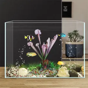 Großhandel große fisch tanks kunststoff-Hochwertige Home Aquarium Pflanzen dekoration Künstliche Plastik blumen für großes Aquarium