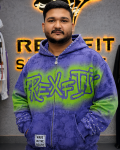Custom <b>Men</b> <b>Zip</b> <b>Up</b> Hoodie Acid Wash Graphic Oversized Heavyweight Streetwear <b>Fleece</b> Hoodie OEM Private Label - Product Image 3