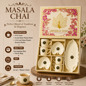 Coffret cadeau Masala Chai en PVC, 7 pièces, tasse à thé, bol, plateau à collation, boîte en carton ondulé, sac de transport avec infuseur à thé pour offrir en cadeau - Product Image 3