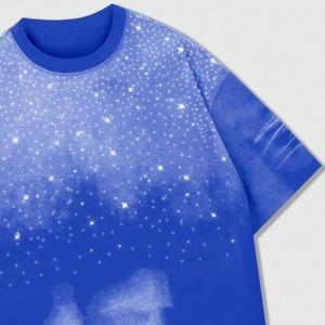 Camisas de hombre personalizadas de color sólido con degradado de diamantes de imitación, al por mayor, 100% algodón de alto gramaje, estilo urbano, manga corta, casual, proveedor de EE. UU. - Product Image 4