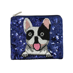 French Bulldog Beaded Zipper Pouch Multicolor Clutch <b>Cute</b> Pet Lover <b>Purse</b> Storage Trendy Eco-Friendly Handmade Fashion Accessory - Product Image 3