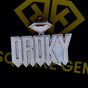 Pendentif lettre en moissanite plaqué or rose, breloques hip-hop micro-incrustées, pendentif micro-incrusté taille brillant rond, bijoux mode homme - Product Image 6