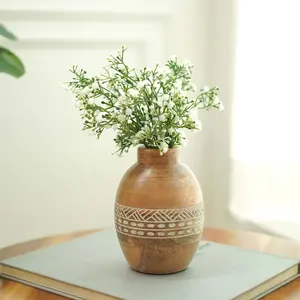 Mini vase en bois finition naturelle, objet décoratif compact, parfait pour les espaces étroits, les étagères, les bureaux, la maison, le bureau, style moderne rustique - Product Image 5